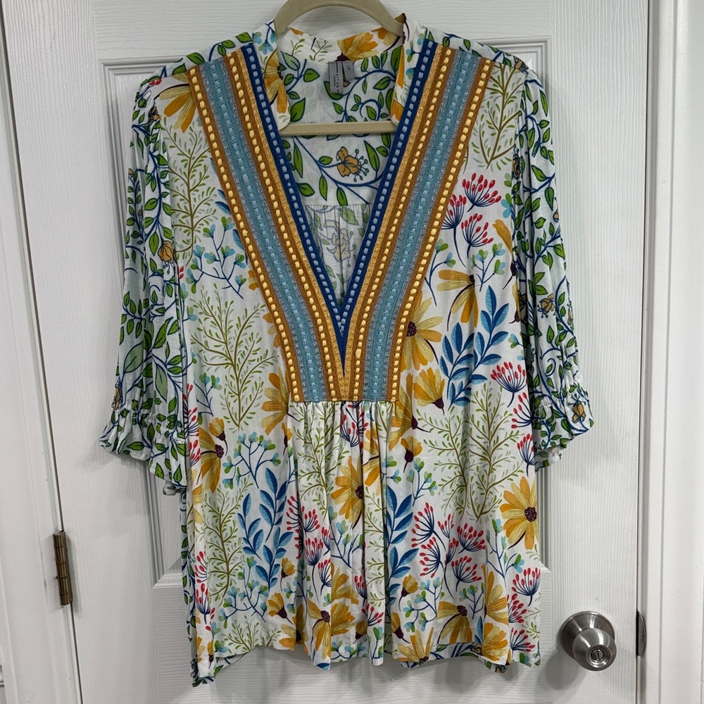 GUC blank London floral top from Anthropologie in Size 1X.